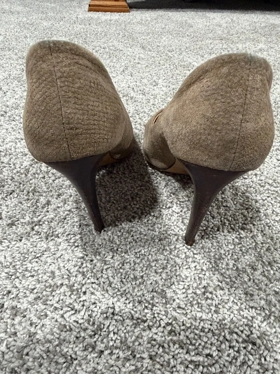 Joe's Jeans Taupe Suede Pointed-Toe Pumps - Picture 2 of 3